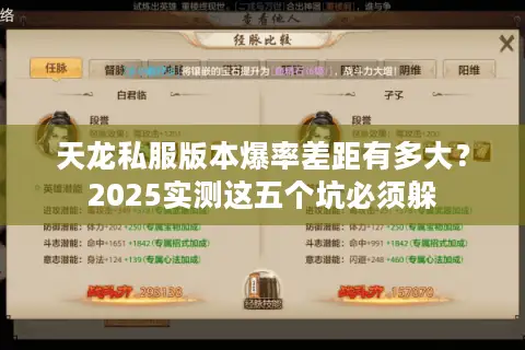 天龙私服版本爆率差距有多大？2025实测这五个坑必须躲