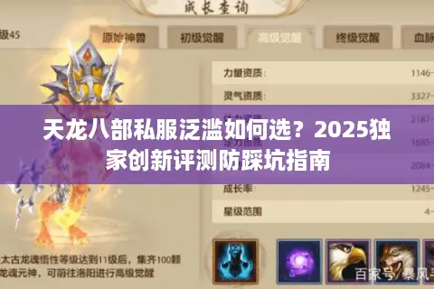 天龙八部私服泛滥如何选？2025独家创新评测防踩坑指南