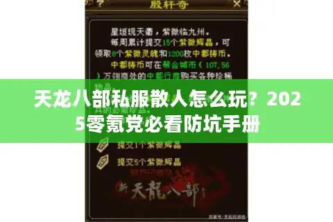 天龙八部私服散人怎么玩?2025零氪党必看防坑手册 天龙八部私服散人怎么玩?2025零氪党必看防坑手册