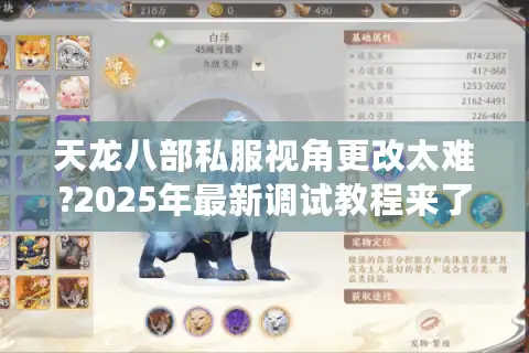 天龙八部私服视角更改太难?2025年最新调试教程来了