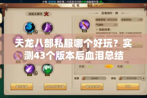 天龙八部私服哪个好玩?实测43个版本后血泪总结 天龙八部私服哪个好玩?实测43个版本后血泪总结