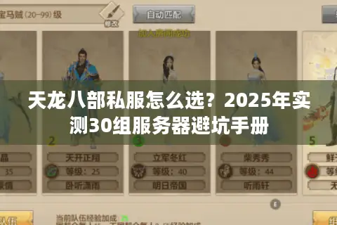 天龙八部私服怎么选？2025年实测30组服务器避坑手册