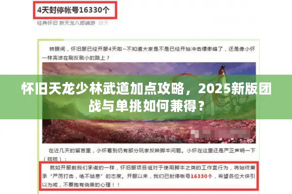 怀旧天龙少林武道加点攻略，2025新版团战与单挑如何兼得？