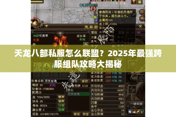 天龙八部私服怎么联盟？2025年最强跨服组队攻略大揭秘