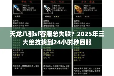 天龙八部sf客服总失联？2025年三大绝技找到24小时秒回服