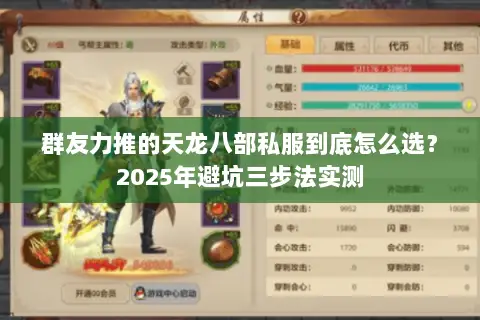 群友力推的天龙八部私服到底怎么选？2025年避坑三步法实测