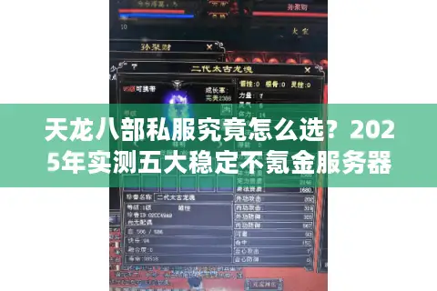 天龙八部私服究竟怎么选？2025年实测五大稳定不氪金服务器