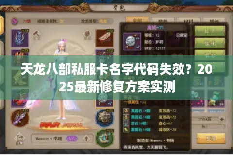 天龙八部私服卡名字代码失效？2025最新修复方案实测