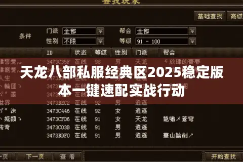 天龙八部私服经典区2025稳定版本一键速配实战行动 天龙八部私服经典区2025稳定版本一键速配实战行动