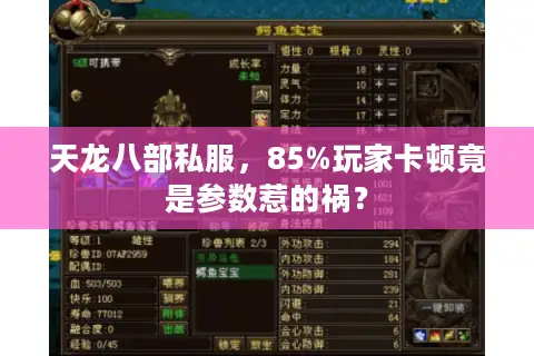 天龙八部私服，85%玩家卡顿竟是参数惹的祸？