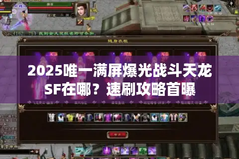 2025唯一满屏爆光战斗天龙SF在哪？速刷攻略首曝
