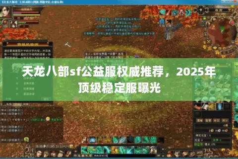 天龙八部sf公益服权威推荐，2025年顶级稳定服曝光