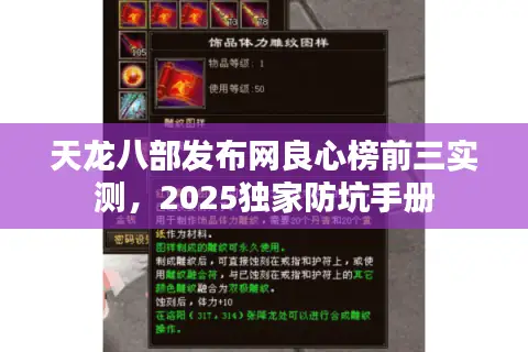 天龙八部发布网良心榜前三实测,2025独家防坑手册 天龙八部发布网良心榜前三实测,2025独家防坑手册