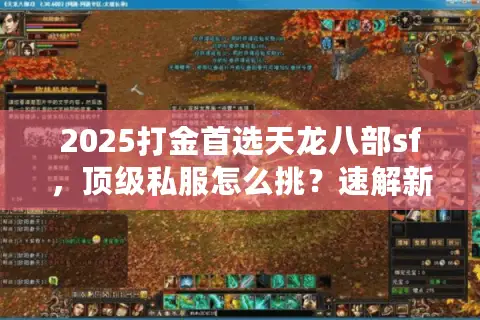 2025打金首选天龙八部sf，顶级私服怎么挑？速解新手困惑