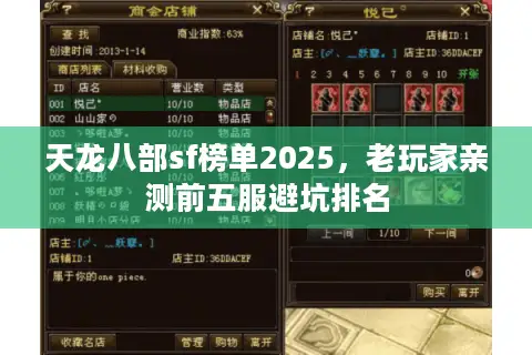 天龙八部sf榜单2025，老玩家亲测前五服避坑排名