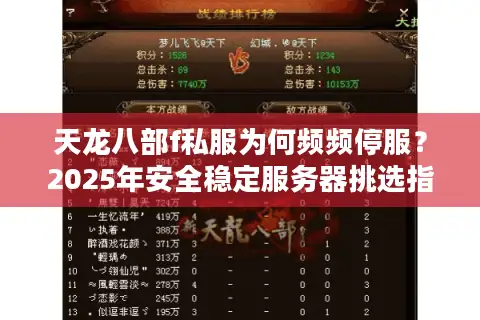 天龙八部f私服为何频频停服？2025年安全稳定服务器挑选指南