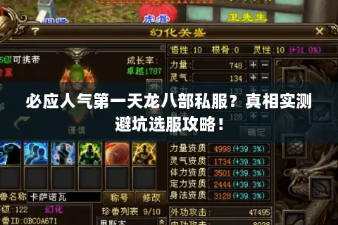 必应人气第一天龙八部私服？真相实测避坑选服攻略！