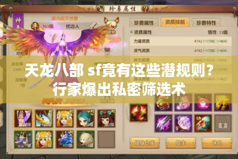 天龙八部 sf竟有这些潜规则？行家爆出私密筛选术