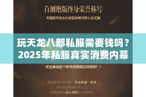 玩天龙八部私服需要钱吗？2025年私服真实消费内幕曝光
