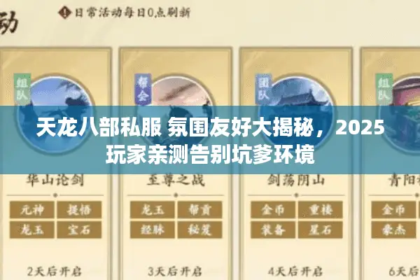 天龙八部私服 氛围友好大揭秘，2025玩家亲测告别坑爹环境