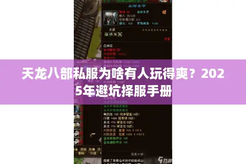 天龙八部私服为啥有人玩得爽？2025年避坑择服手册