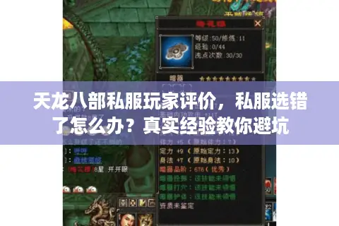 天龙八部私服玩家评价，私服选错了怎么办？真实经验教你避坑