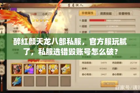 醉红颜天龙八部私服，官方服玩腻了，私服选错毁账号怎么破？