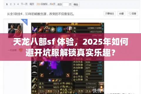天龙八部sf 体验,2025年如何避开坑服解锁真实乐趣? 天龙八部sf 体验,2025年如何避开坑服解锁真实乐趣?