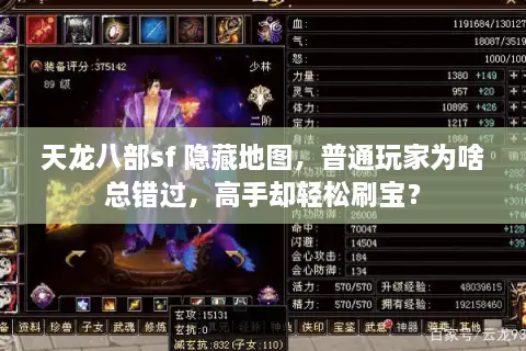 天龙八部sf 隐藏地图,普通玩家为啥总错过,高手却轻松刷宝? 天龙八部sf 隐藏地图,普通玩家为啥总错过,高手却轻松刷宝?
