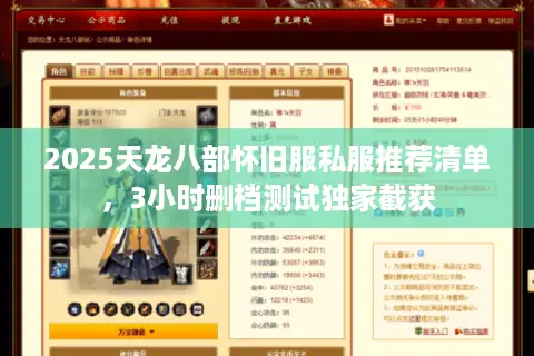 2025天龙八部怀旧服私服推荐清单，3小时删档测试独家截获