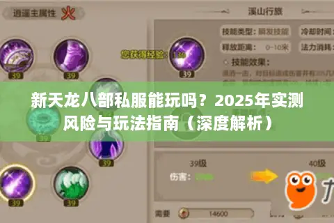 新天龙八部私服能玩吗？2025年实测风险与玩法指南（深度解析）