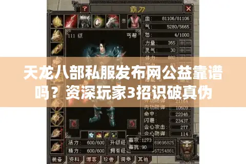 天龙八部私服发布网公益靠谱吗？资深玩家3招识破真伪
