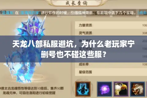 天龙八部私服避坑，为什么老玩家宁删号也不碰这些服？