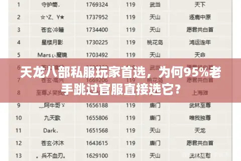 天龙八部私服玩家首选，为何95%老手跳过官服直接选它？