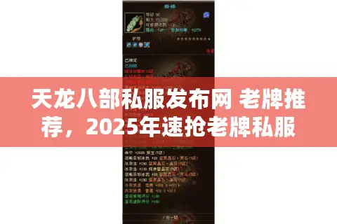 天龙八部私服发布网 老牌推荐，2025年速抢老牌私服，避开新站陷阱