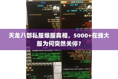 天龙八部私服爆服真相，5000+在线大服为何突然关停？