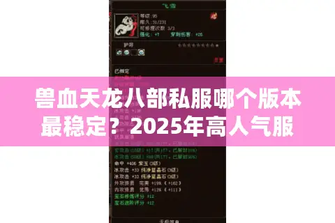 兽血天龙八部私服哪个版本最稳定？2025年高人气服务器实测推荐