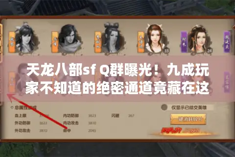 天龙八部sf Q群曝光！九成玩家不知道的绝密通道竟藏在这里