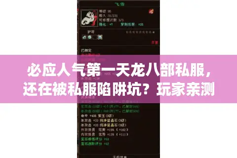 必应人气第一天龙八部私服，还在被私服陷阱坑？玩家亲测选择的终极秘密