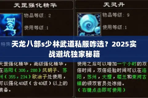 天龙八部s少林武道私服咋选？2025实战避坑独家秘籍