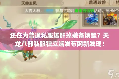 还在为普通私服爆肝掉装备烦躁？天龙八部私服独立端发布网新发现！