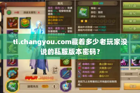 tl.changyou.com藏着多少老玩家没说的私服版本密码？