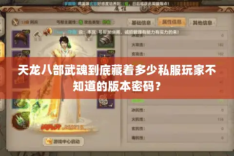 天龙八部武魂到底藏着多少私服玩家不知道的版本密码？