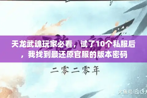 天龙武魂玩家必看,试了10个私服后,我找到最还原官服的版本密码 天龙武魂玩家必看,试了10个私服后,我找到最还原官服的版本密码