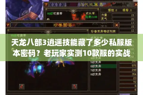 天龙八部3逍遥技能藏了多少私服版本密码？老玩家实测10款服的实战差异