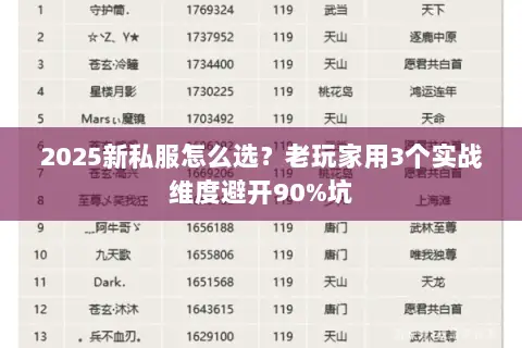 2025新私服怎么选？老玩家用3个实战维度避开90%坑