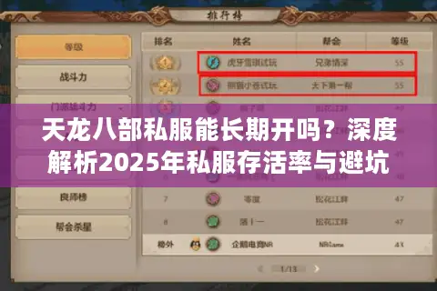 天龙八部私服能长期开吗？深度解析2025年私服存活率与避坑指南