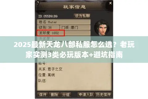 2025最新天龙八部私服怎么选？老玩家实测3类必玩版本+避坑指南