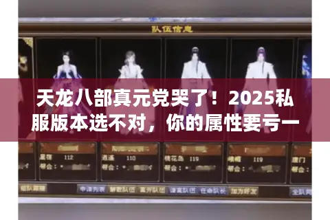 天龙八部真元党哭了！2025私服版本选不对，你的属性要亏一半？