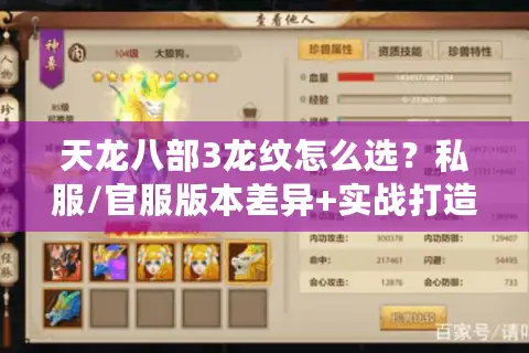 天龙八部3龙纹怎么选?私服/官服版本差异+实战打造全攻略 天龙八部3龙纹怎么选?私服/官服版本差异+实战打造全攻略